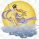 中秋节黄紫色中国风嫦娥奔月图4