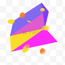 紫色不规则立体图片_创意立体几何图形免抠图
