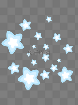 免费蓝白图片_漂浮元素漂浮的蓝白五角星