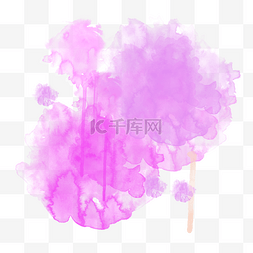 水彩紫色墨迹插画