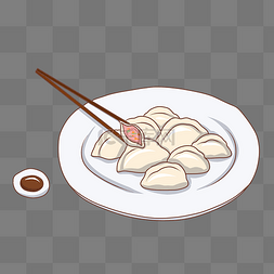 热乎乎食物图片_手绘冬至美食饺子插画