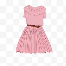粉色半身裙图片_粉色半身连衣裙简约手绘装饰图案