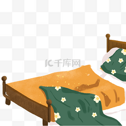 手绘木床图片_可爱温馨的小床卡通png素材