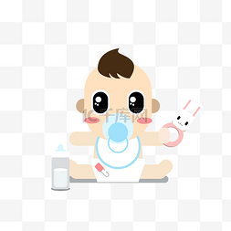 大眼萌兔图片_卡通可爱喝奶婴儿母婴广告素材矢