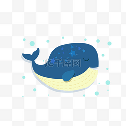 世界海洋日蓝鲸插画矢量图