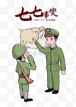 党史精神图片_七七事变抗日官兵人物插画