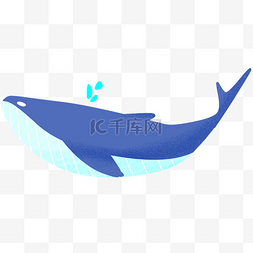 海洋手绘线条图片_海洋中蓝色的鲸鱼插画