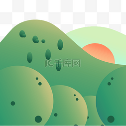 创意太阳图片_绿色创意太阳落山