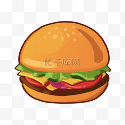 吃汉堡汉堡图片_卡通手绘汉堡零食