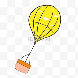 黄色卡通热气球图片_手绘卡通线描热气球