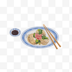 逼真卡通图片_卡通手绘插画水饺美食