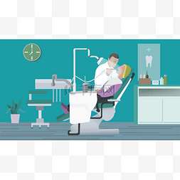 牙科医生图片_彩色卡通手绘牙医元素