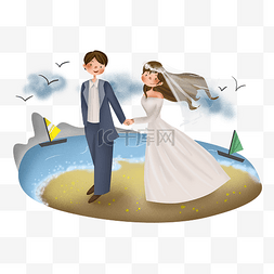 结婚季海边的新郎新娘