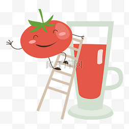 果汁矢量图片_矢量卡通菠番茄汁番茄小人