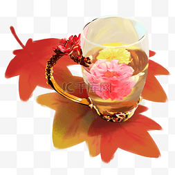 秋季养生花茶菊花茶枫叶杯子玫瑰