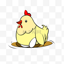 下蛋图片_可爱动物母鸡插画