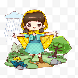 淋雨女孩图片_ 淋雨的小女孩