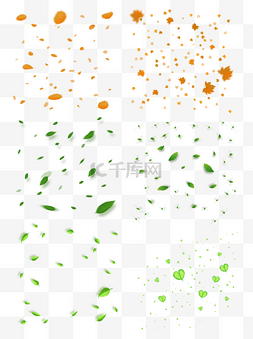 绿色落叶漂浮图片_植物树叶叶子漂浮气氛电商装饰免