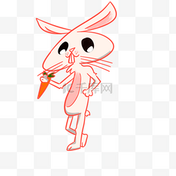 小兔子萝卜图片_手绘拿萝卜的兔子插画