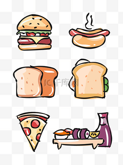 可爱卡通面包图片_食物元素手绘可爱卡通美食