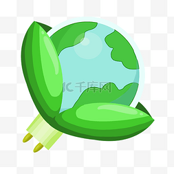 绿色的插头图片_地球一小时保护地球插画