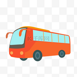 橙色矢量卡通巴士免抠