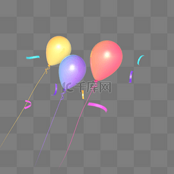 气球梦幻图片_C4D立体海报装饰梦幻渐变色气球