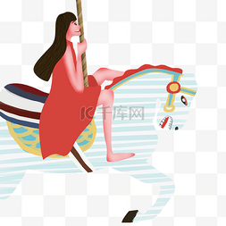 红色坐垫图片_红色裙子和白马的手绘设计