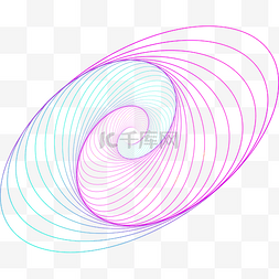 唯美曲线彩色图片_唯美彩色螺旋线条图案元素