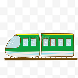 手绘绿色出行图片_绿色火车交通工具