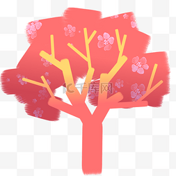 红色的树木装饰插画