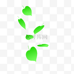 绿色的心形图片_向下飘落的心形的绿色叶子