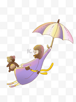 唯美彩绘图片_彩绘打着伞的女孩