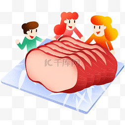 年夜饭叉烧肉插画