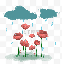 红色重阳节图片_重阳节红花茱萸手绘秋雨