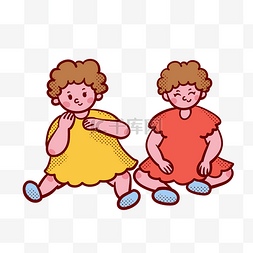 开心宝宝卡通图片_卡通矢量免抠可爱坐着的两个双胞