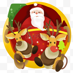 圣诞老人和麋鹿插画
