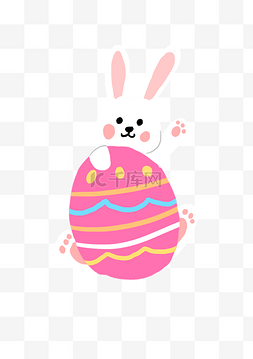 复活节石像图片_蓝色彩蛋可爱兔子