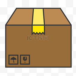 简约纸箱包装图片_一个手绘的褐色纸箱