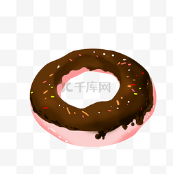 巧克力甜甜圈手绘插画