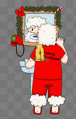 绿色的毛巾图片_圣诞老人刷牙插画
