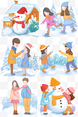 滑雪插图图片_手绘冬天系列卡通插图