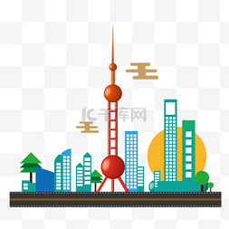 上海环球港图片_手绘东方明珠建筑素材