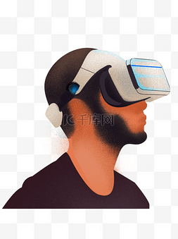 vr眼镜插画图片_体验VR科技的男人复古肌理设计
