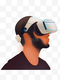 肌理创意图片_体验VR科技的男人复古肌理设计