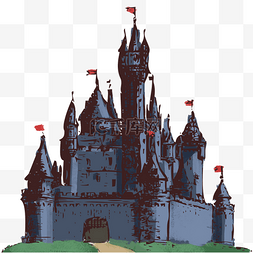 手绘城堡地标建筑插画