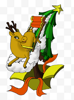 圣诞节从树上来的圣诞麋鹿