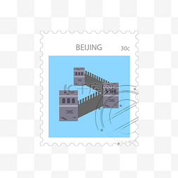 中国北京图图片_世界旅游万里长城纪念邮票矢量图