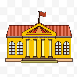 红色屋顶的房子图片_手绘红旗房子插画