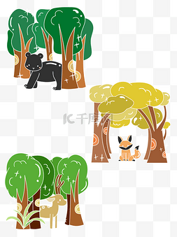 儿童可爱卡通清新森林动物套图